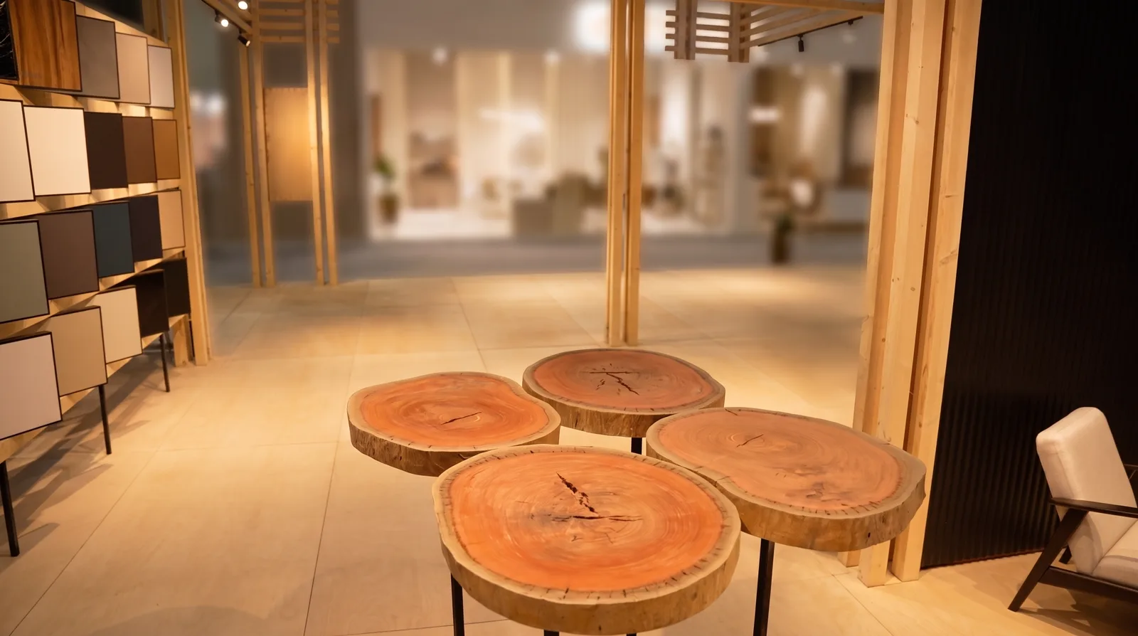 MAK Boutique · Live-edge lounge, Vista United exhibition fabrication