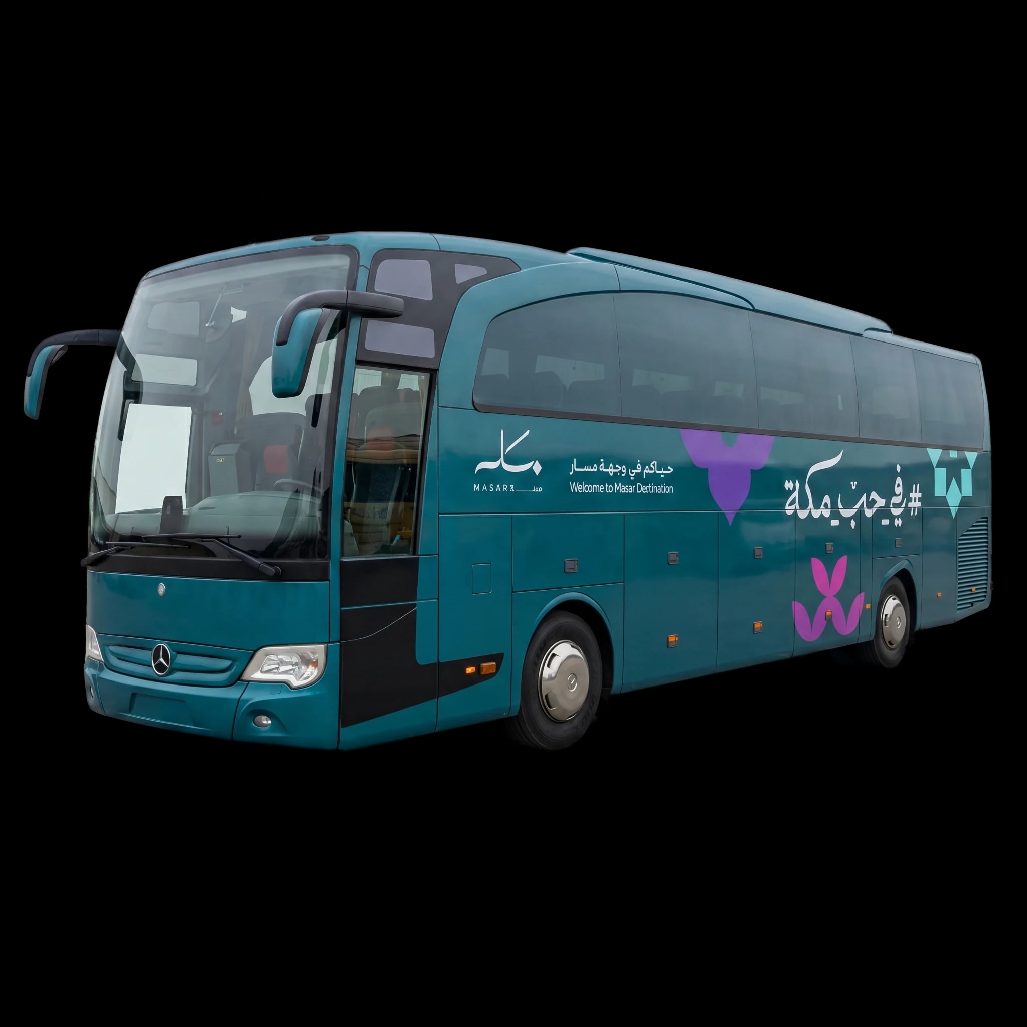 Masar coach bus in destination teal